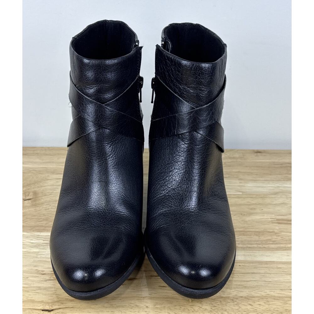 B.O.C Richardson Black Leather Chunky Heel Ankle Booties By Born Women's SZ 9.5M - Picture 2 of 12
